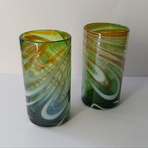 Hand Blown Swirl Glasses (2)